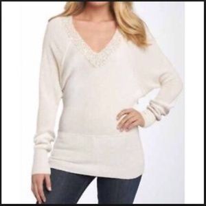😊 Free People Ivory Sequin Wool Blend Dolman Sweater